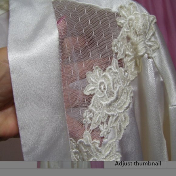 Dentella Off White/Ivory Open Front Satin Robe Lace Inserts Size M/L - Picture 1 of 5